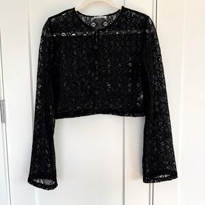 Reformation Black Lace Button-Up Women's Top - Medium